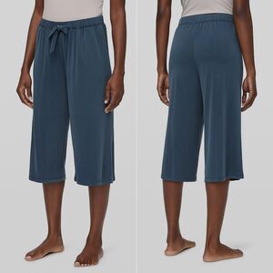 Lululemon Flow In Elegance Crop Blue Cupro Drape Wide Leg Lounge Pants Sz 4